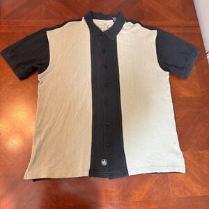 Nat Nast Luxury Originals Silk Cotton Shirt‎ Black Beige Short Sleeve L